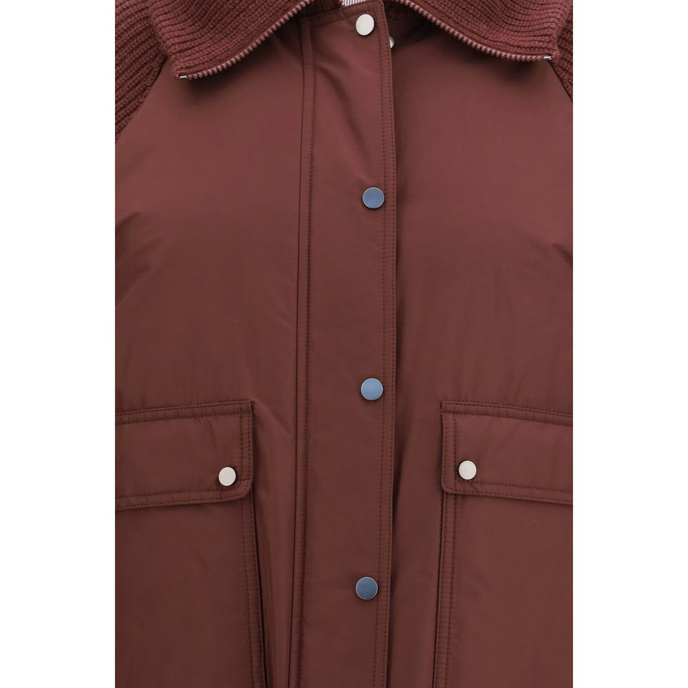 Bordeaux Polyester Full-Length Jacket