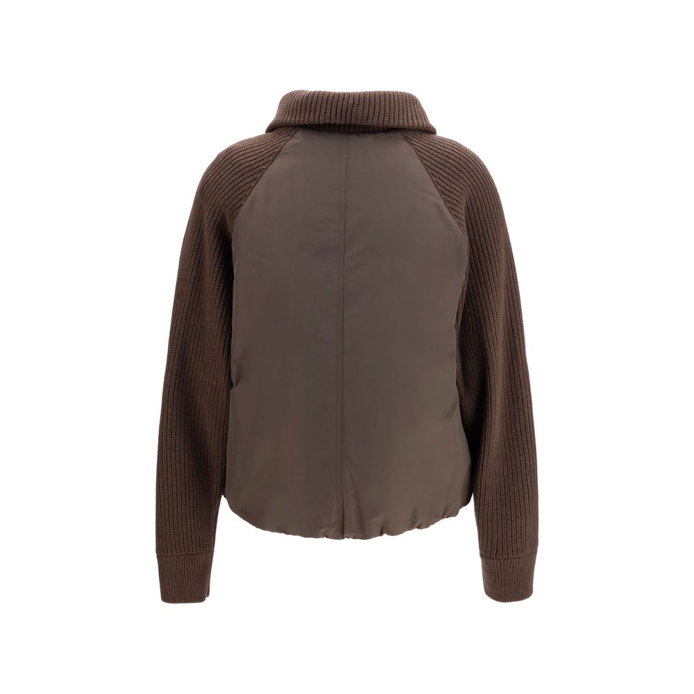 Brown Polyester Full-Length Jacket