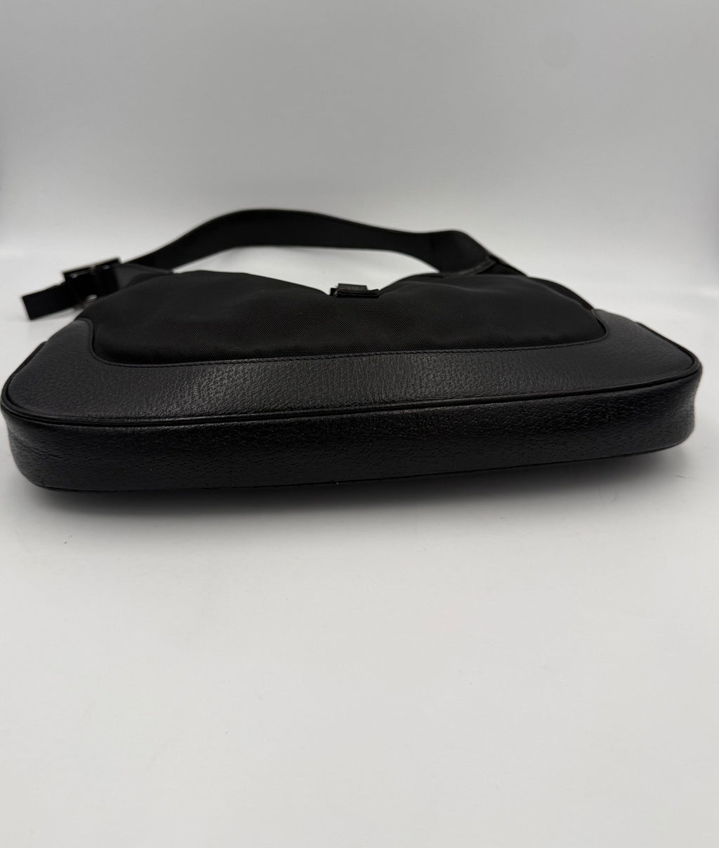 GUCCI JACKIE Leather and Canvas Handbag