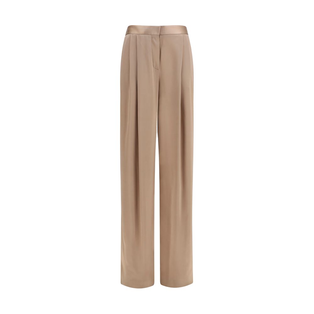 Beige Silk Casual Pants