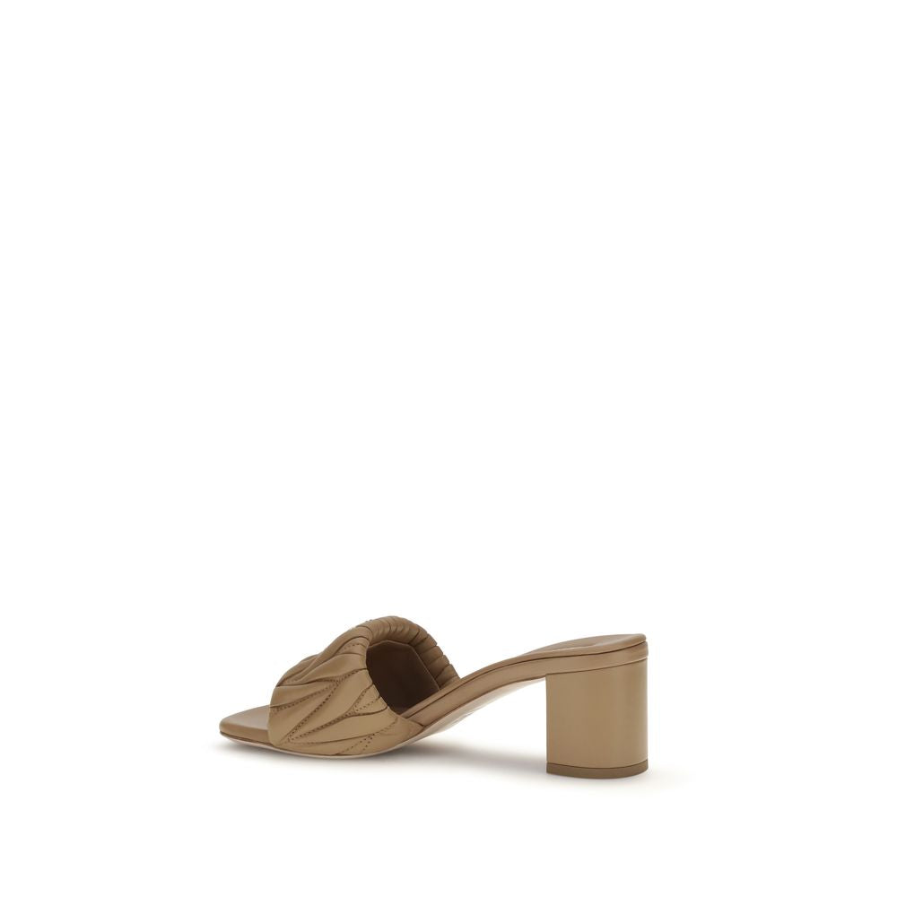 Beige Lamb Ovis Aries Platform Sandals