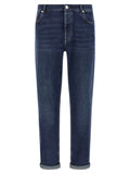Blue Cotton Straight-Leg Jeans