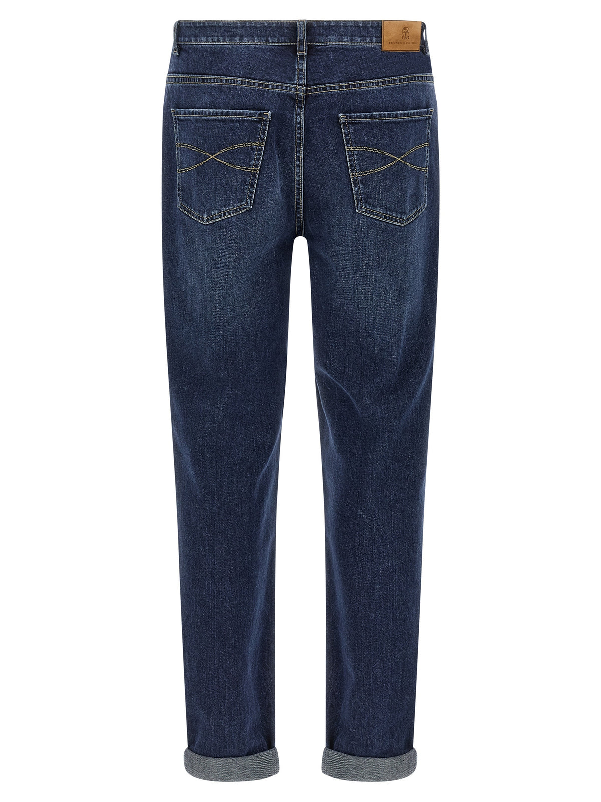 Blue Cotton Straight-Leg Jeans