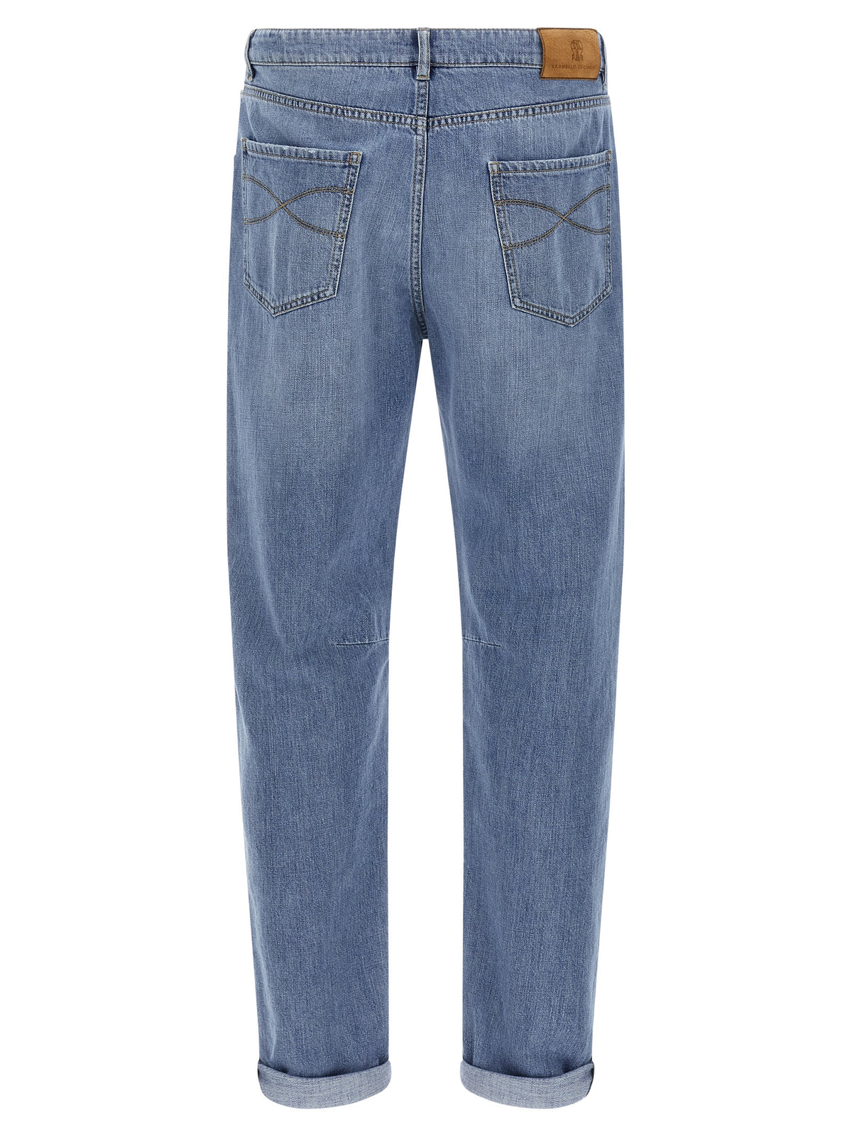 Blue Cotton Straight-Leg Jeans