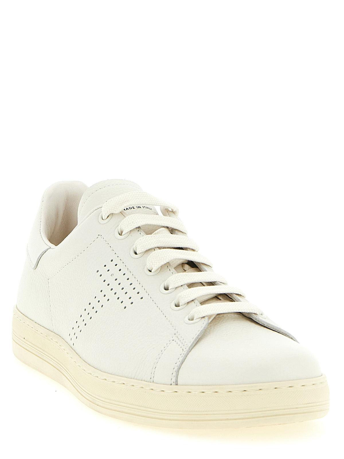 White Leather Low Top Sneakers