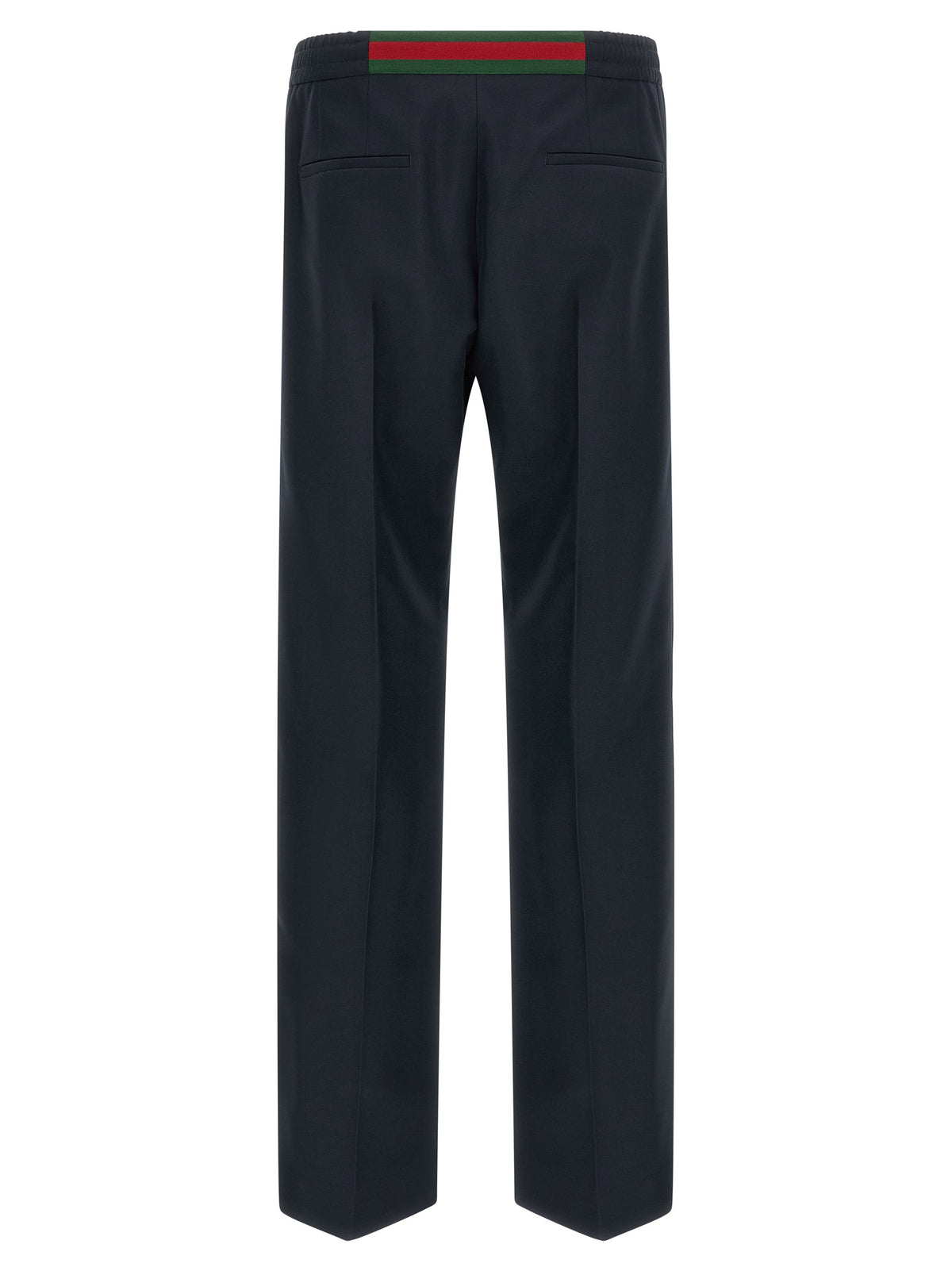 Blue Polyester Casual Pants