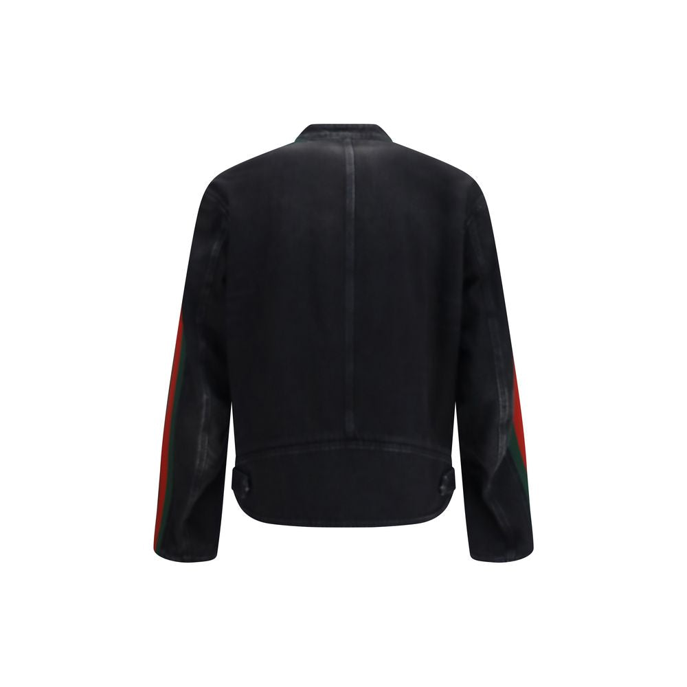Black Cotton Biker Jacket