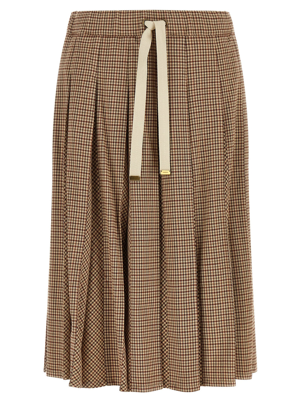 Beige Viscose Midi Skirt