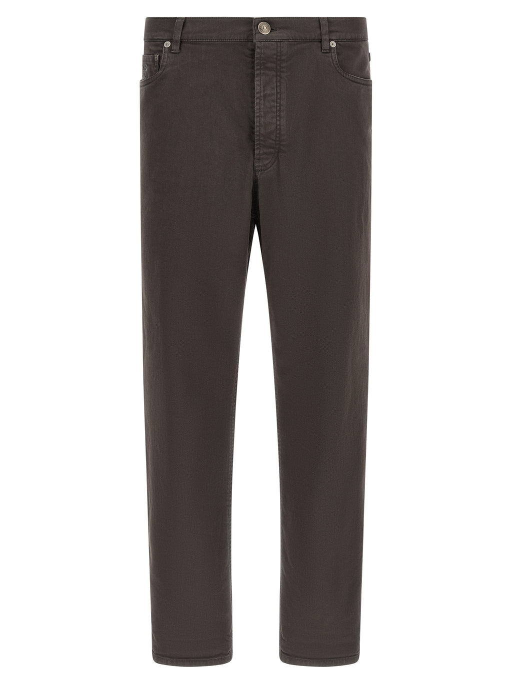 Brown Cotton Straight-Leg Jeans