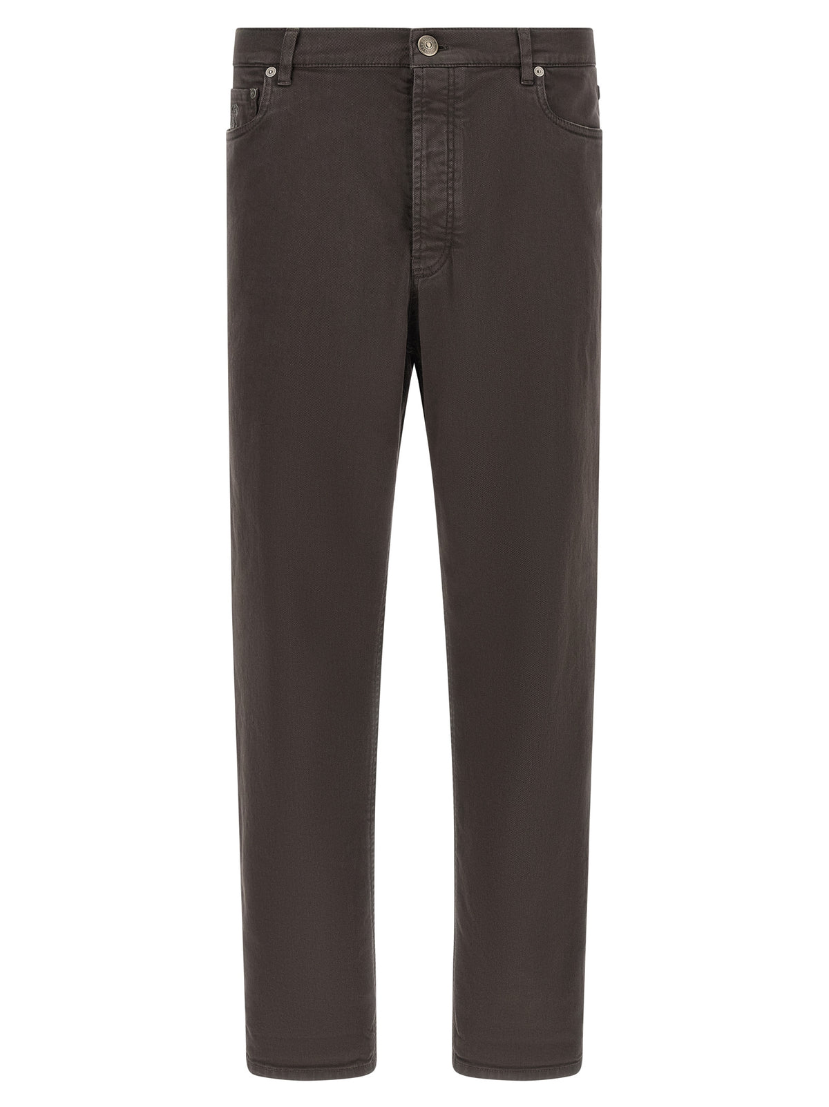 Brown Cotton Straight-Leg Jeans
