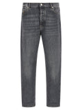 Gray Cotton Straight-Leg Jeans