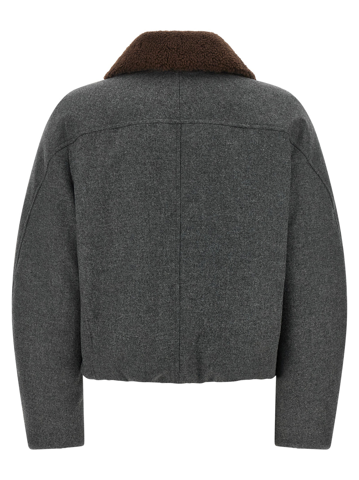 Gray Virgin Wool Full-Length Jacket