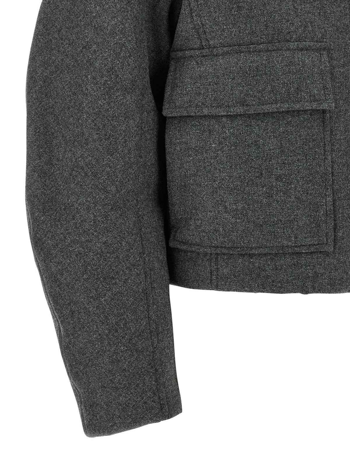 Gray Virgin Wool Full-Length Jacket