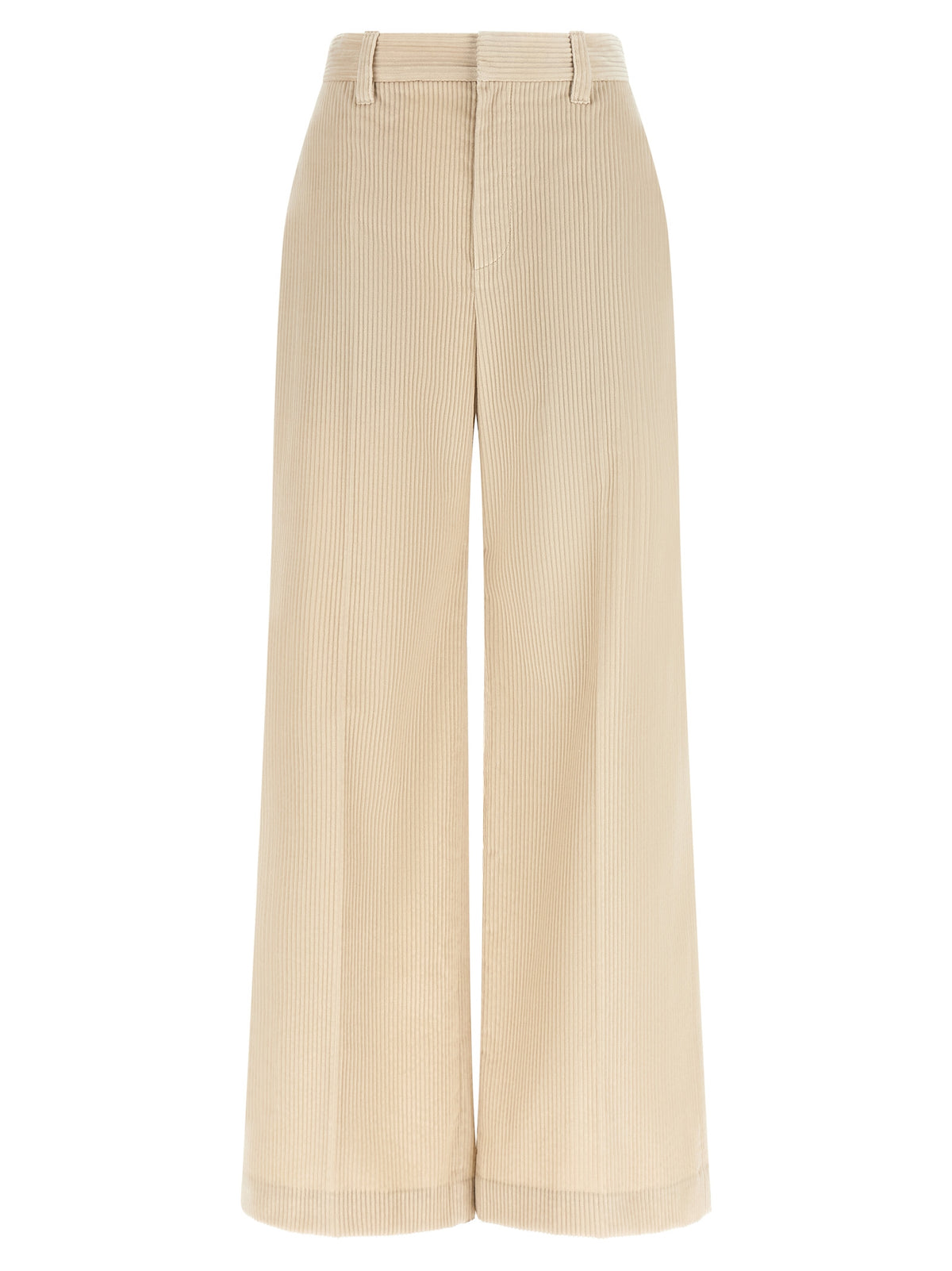 Beige Cotton Casual Pants