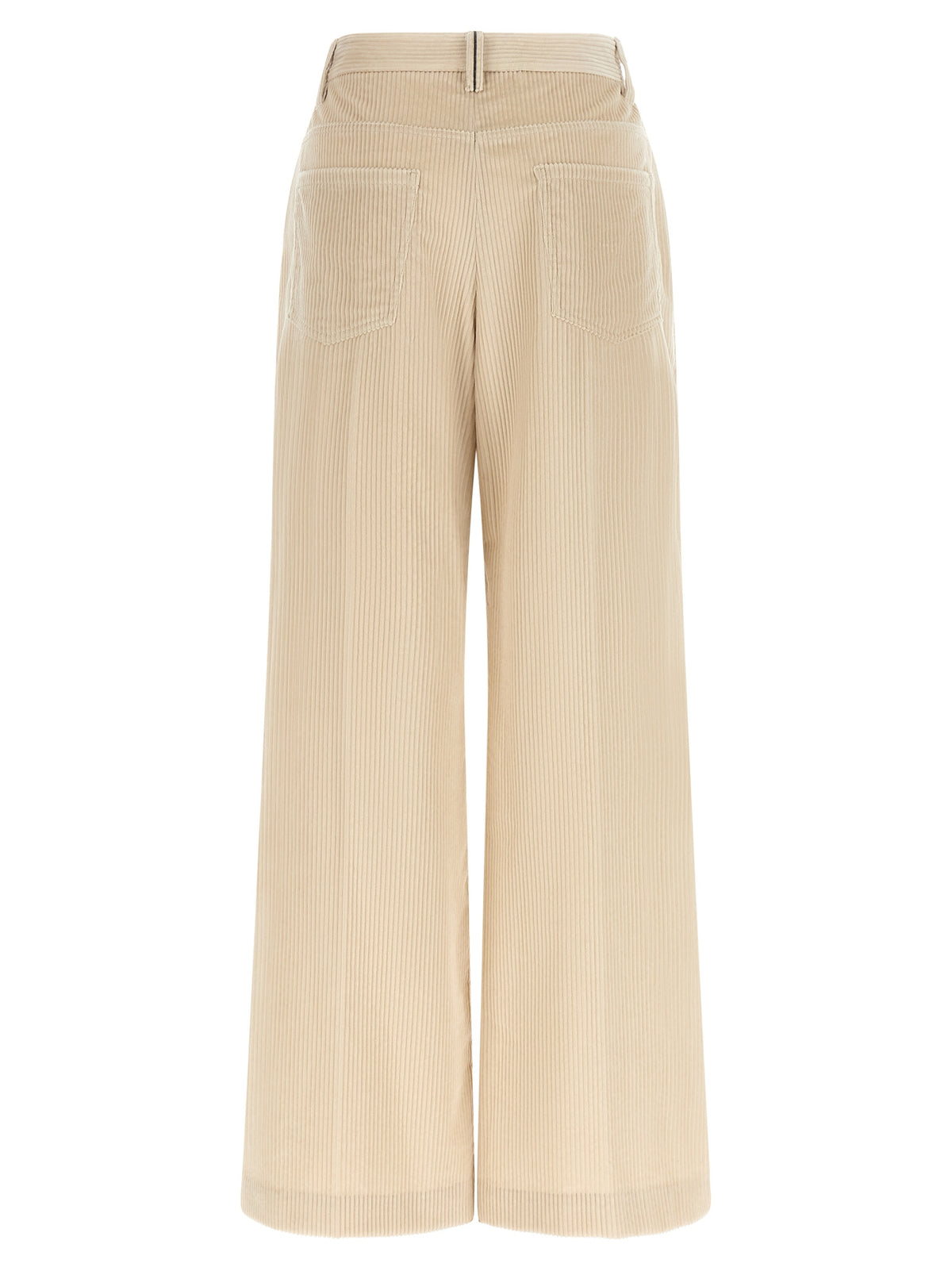 Beige Cotton Casual Pants