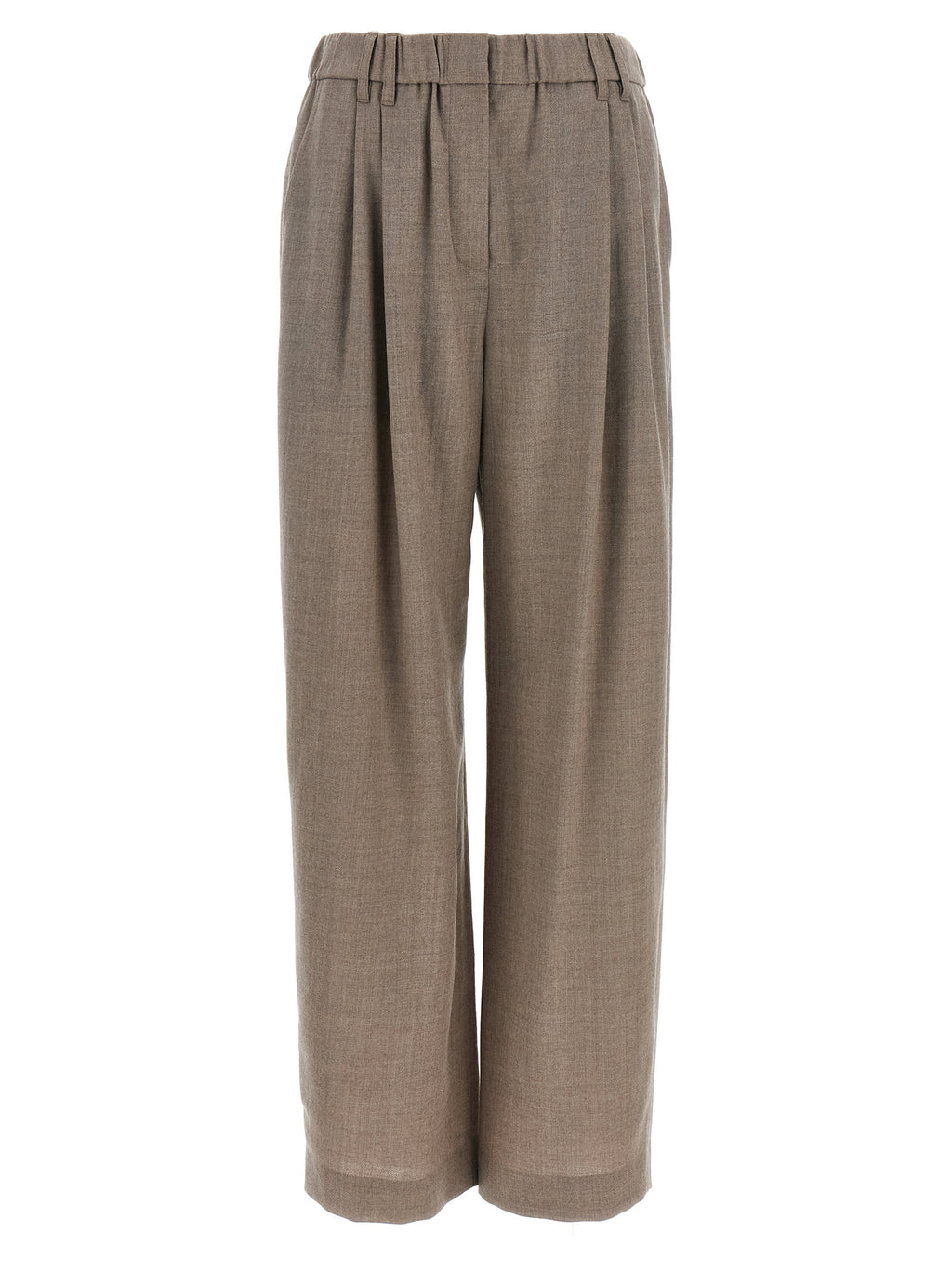 Gray Virgin Wool Casual Pants