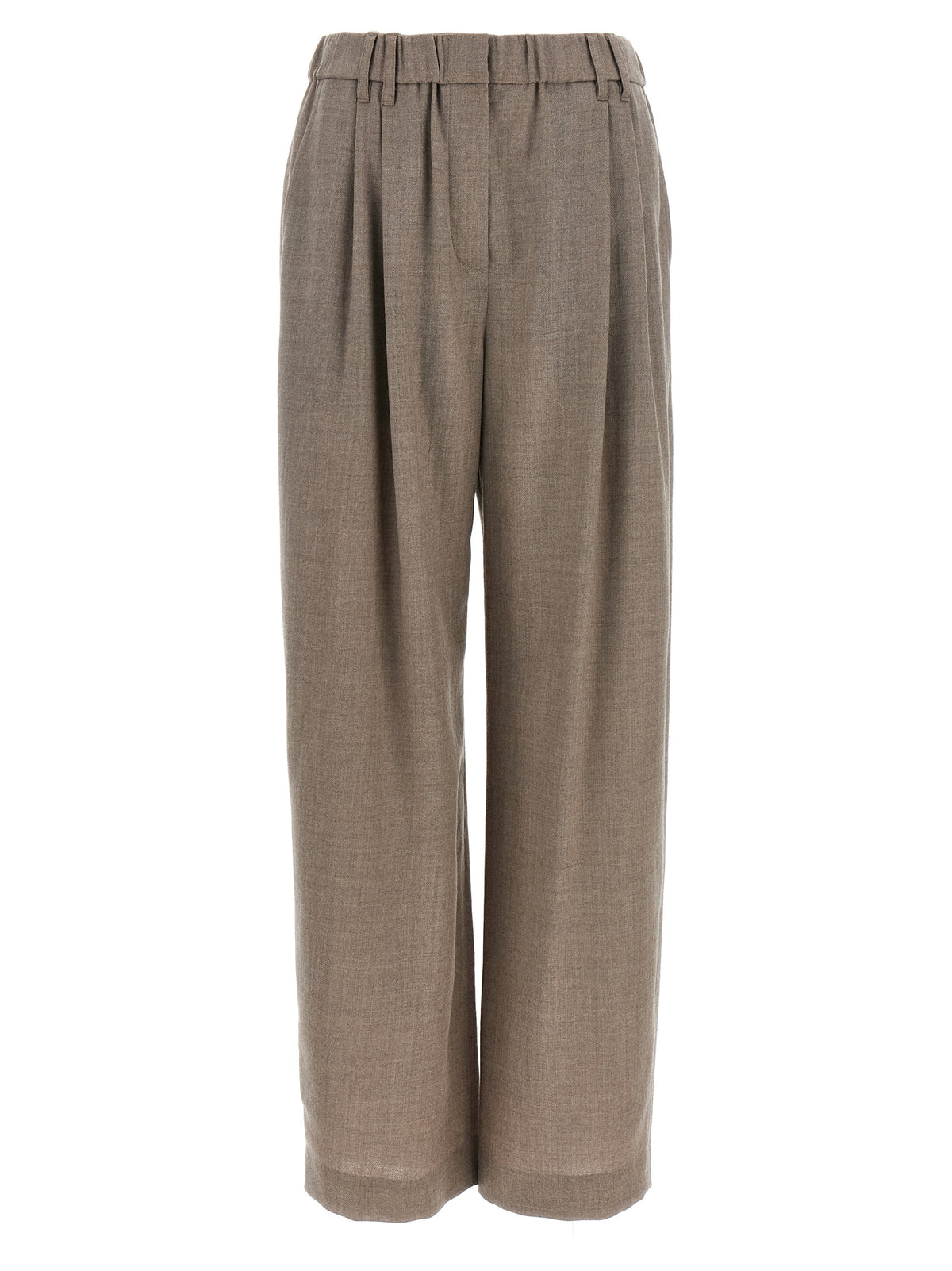 Gray Virgin Wool Casual Pants