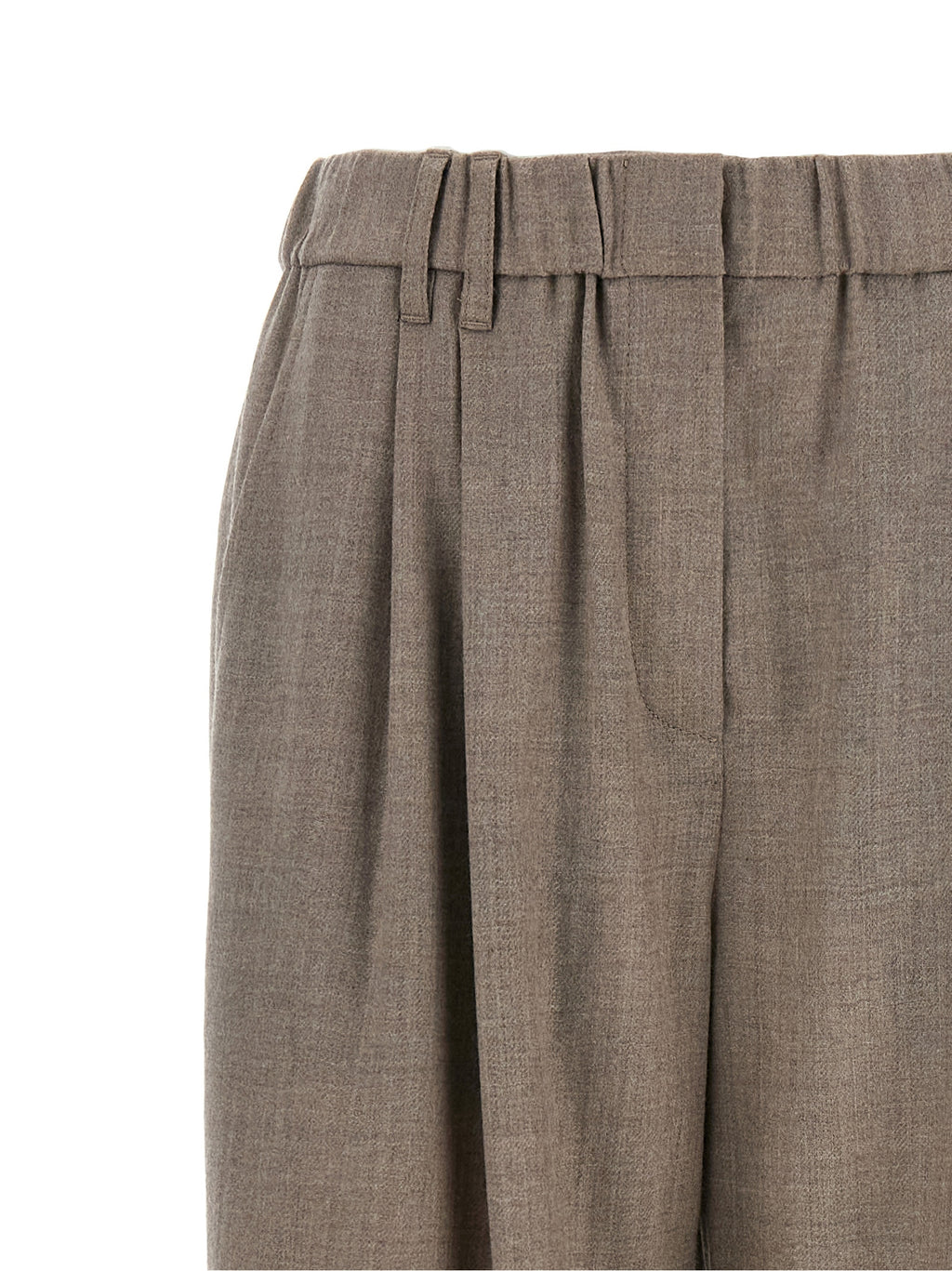 Gray Virgin Wool Casual Pants