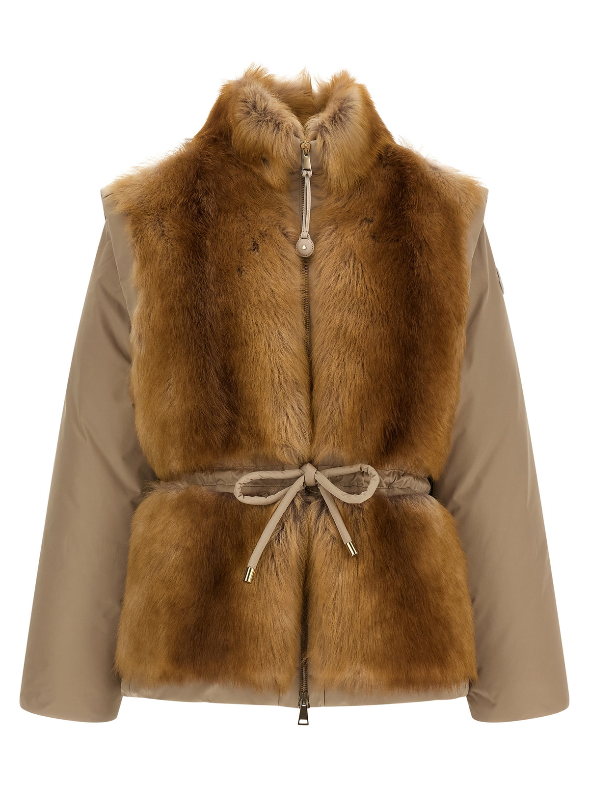 Beige Polyester Sleeveless Jacket