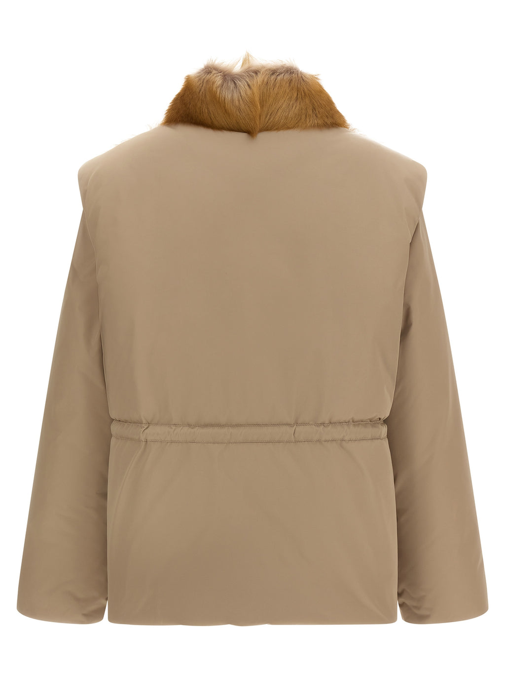 Beige Polyester Sleeveless Jacket