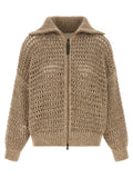 Beige Elastane Cardigan