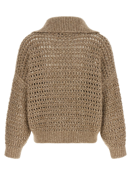 Beige Elastane Cardigan