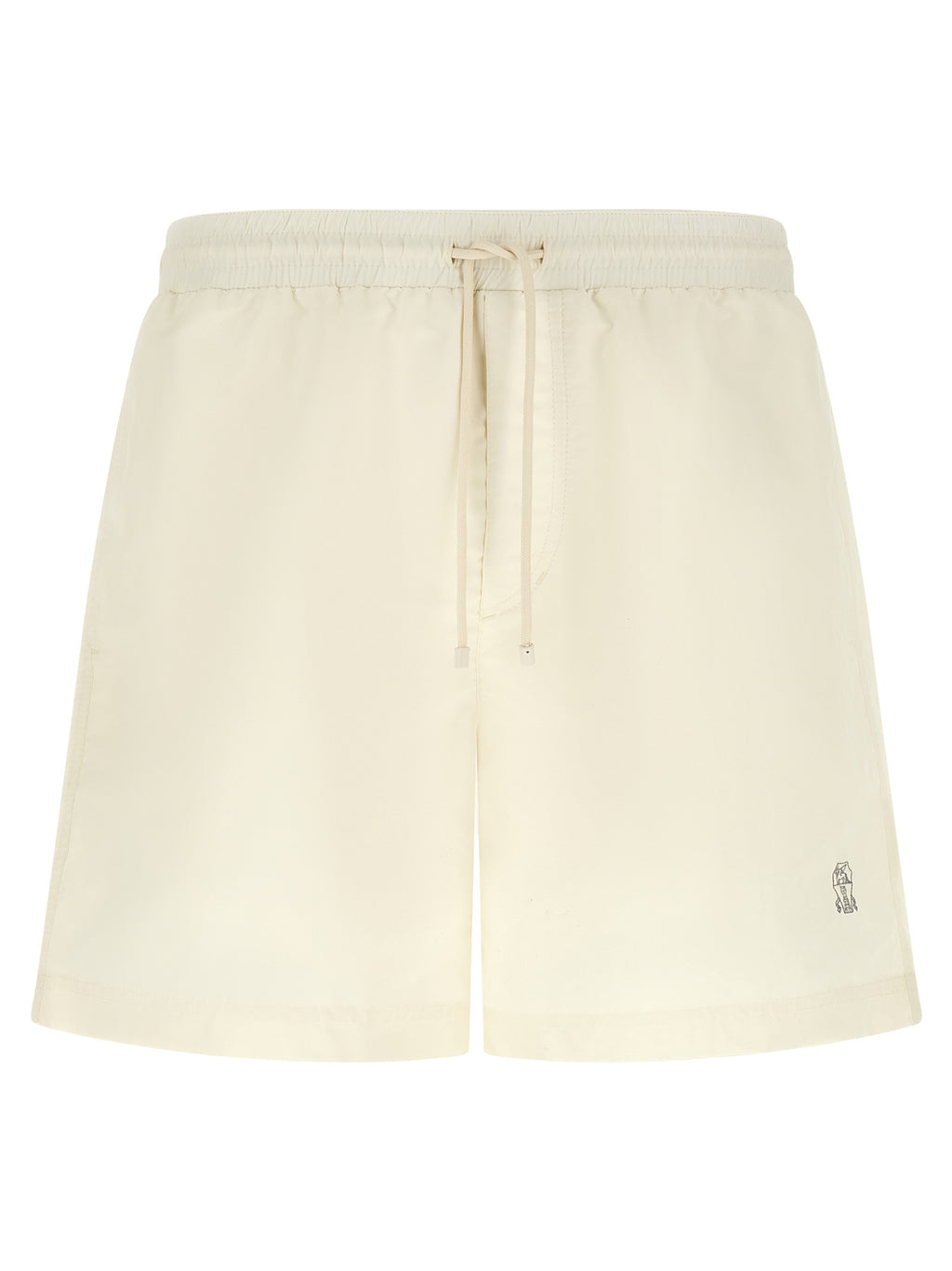 White Polyester Swim Shorts