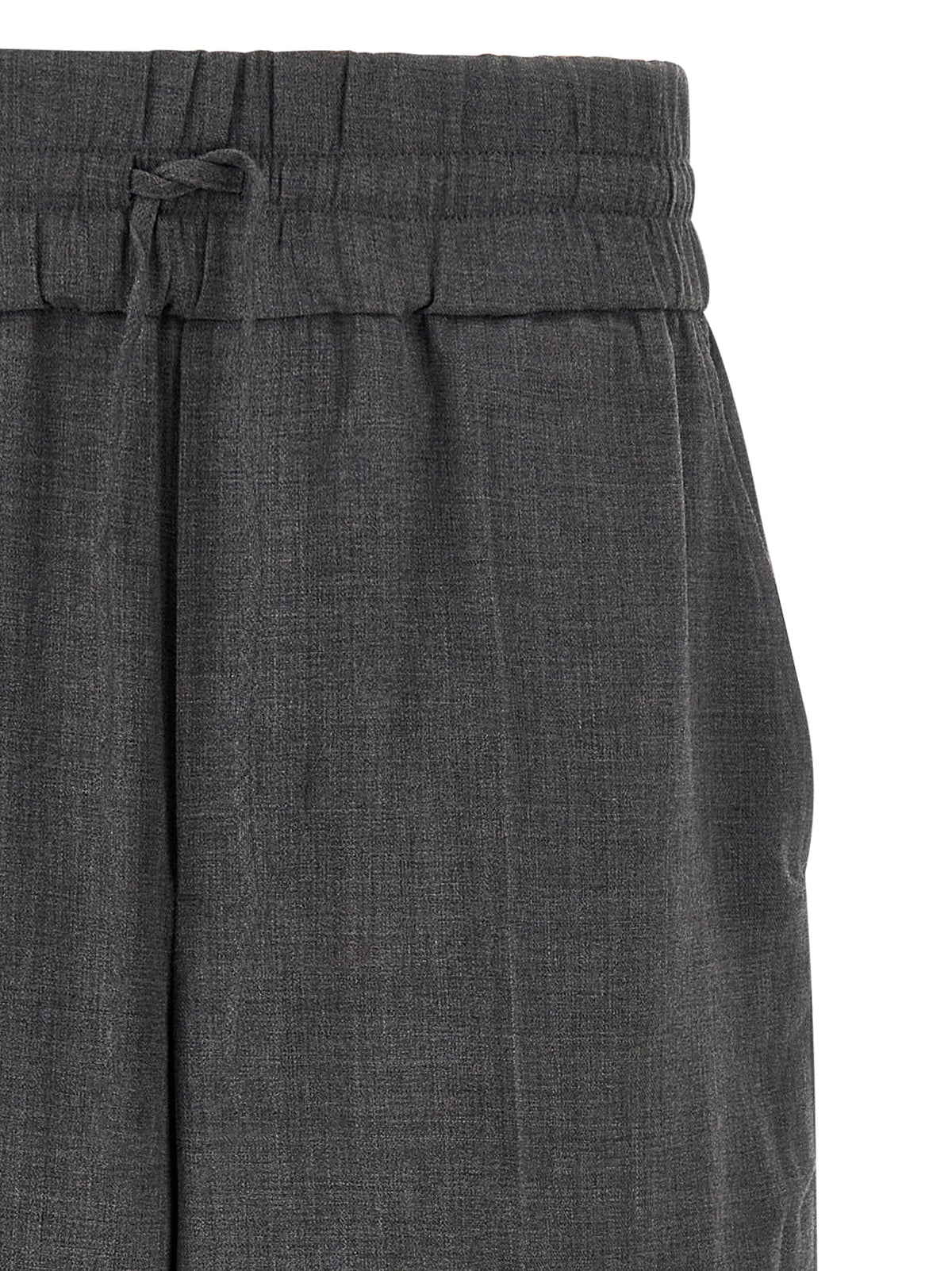 Gray Virgin Wool Casual Pants