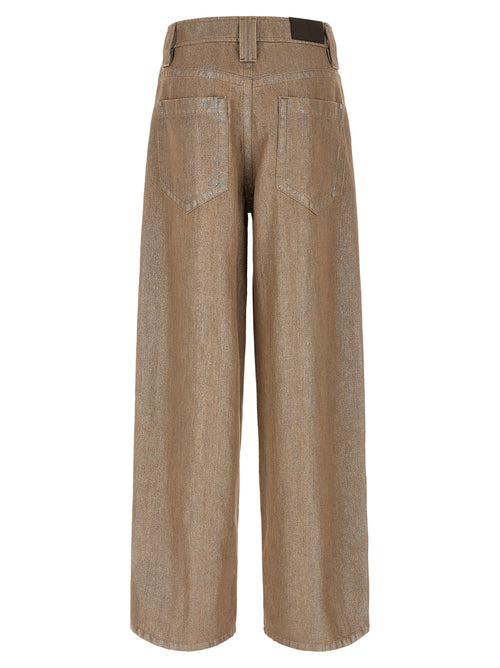 Beige Cotton Relaxed Fit Jeans