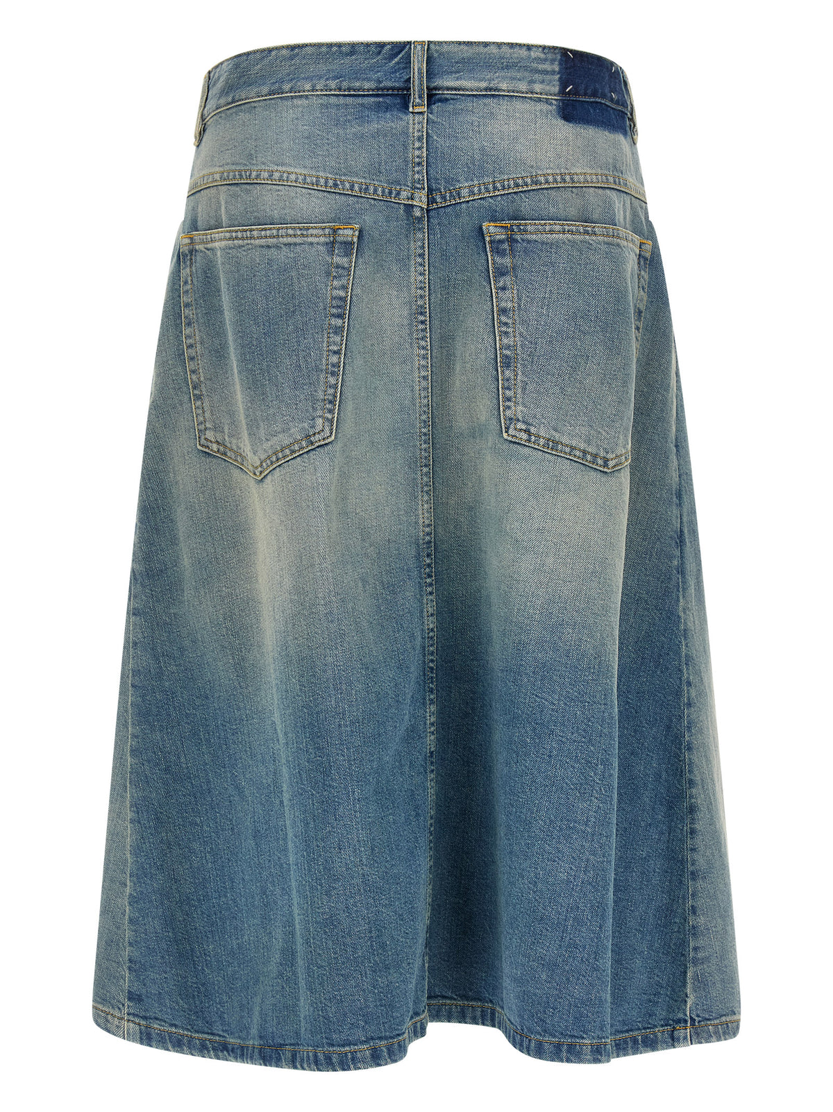 Blue Cotton Midi Skirt