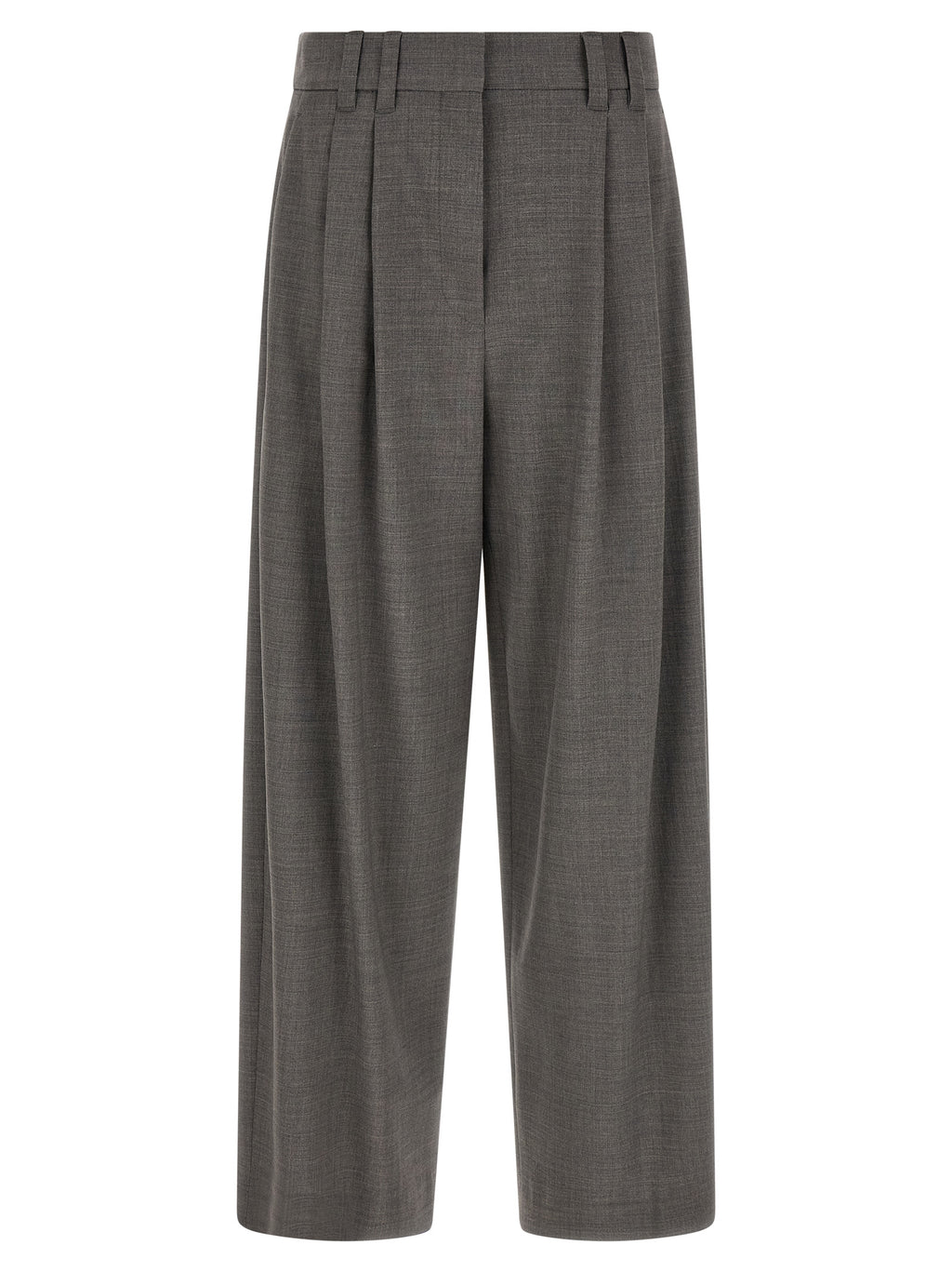Gray Virgin Wool Cropped Pants