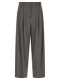 Gray Virgin Wool Cropped Pants