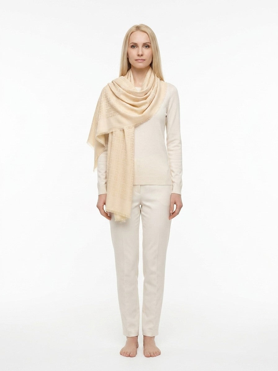 Beige Silk Scarf