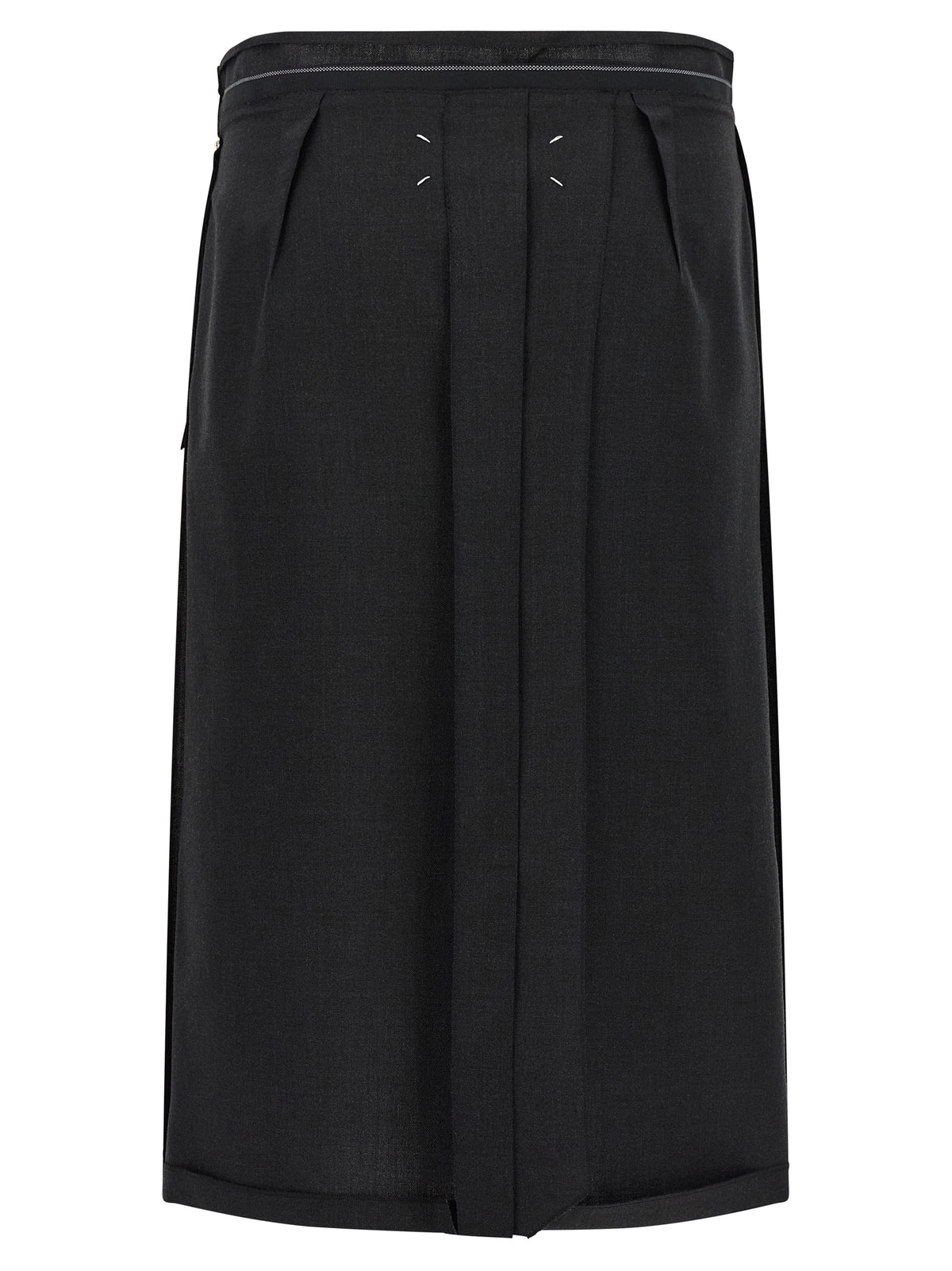 Black Virgin Wool Midi Skirt