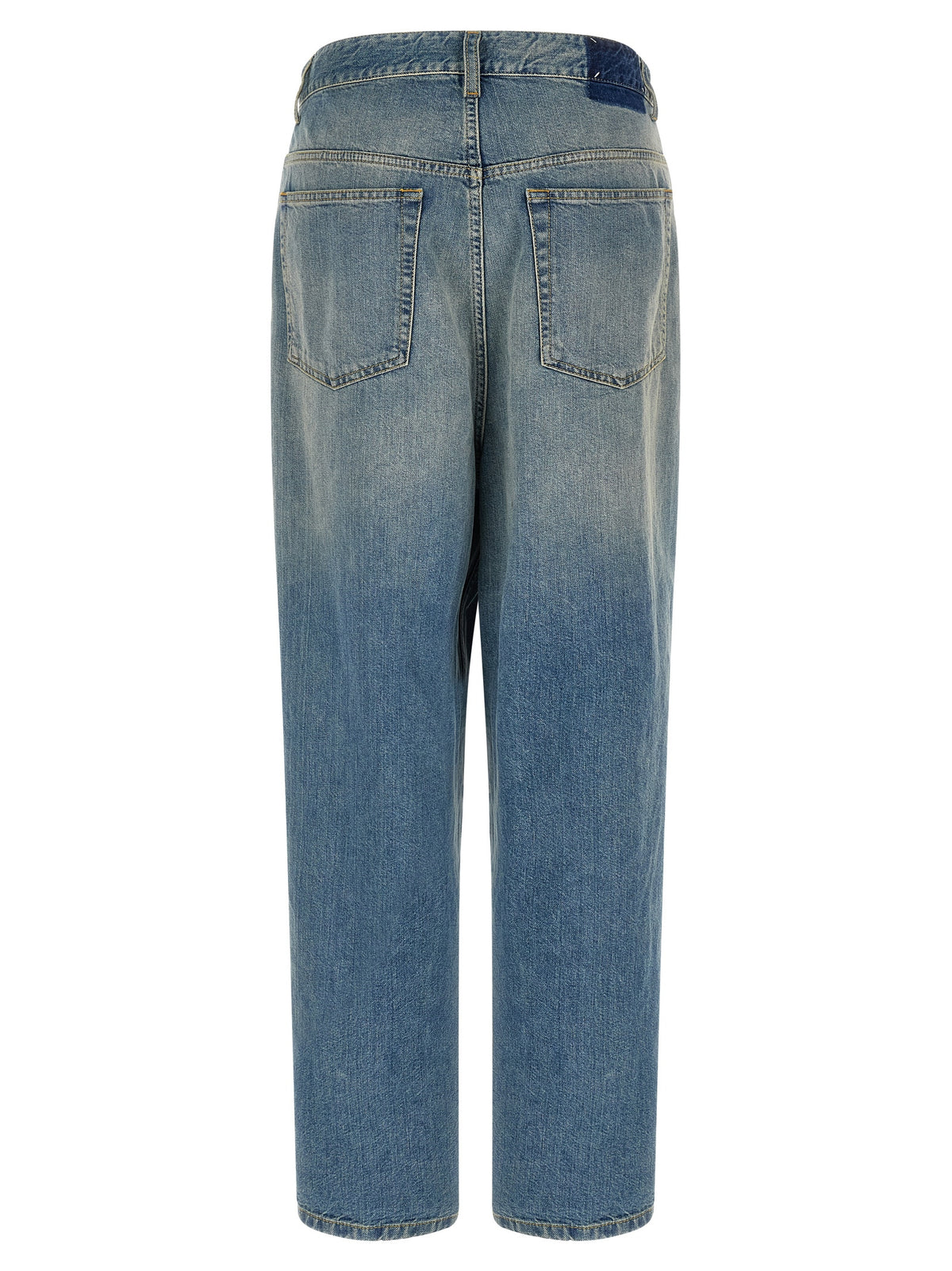 Blue Cotton Straight-Leg Jeans
