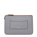 Gray Leather Clutch Bag