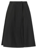 Black Polyester Midi Skirt