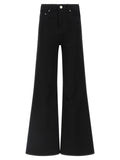 Black Cotton Flared Jeans