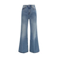 Blue Cotton Flared Jeans