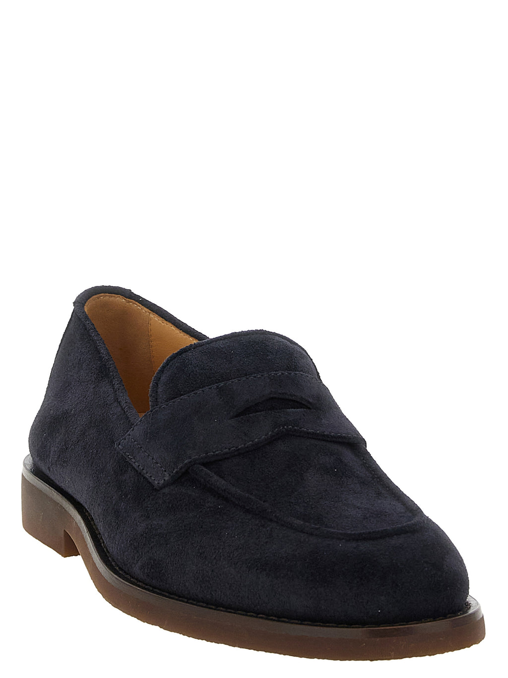 Blue Calfskin Slip-On Loafers