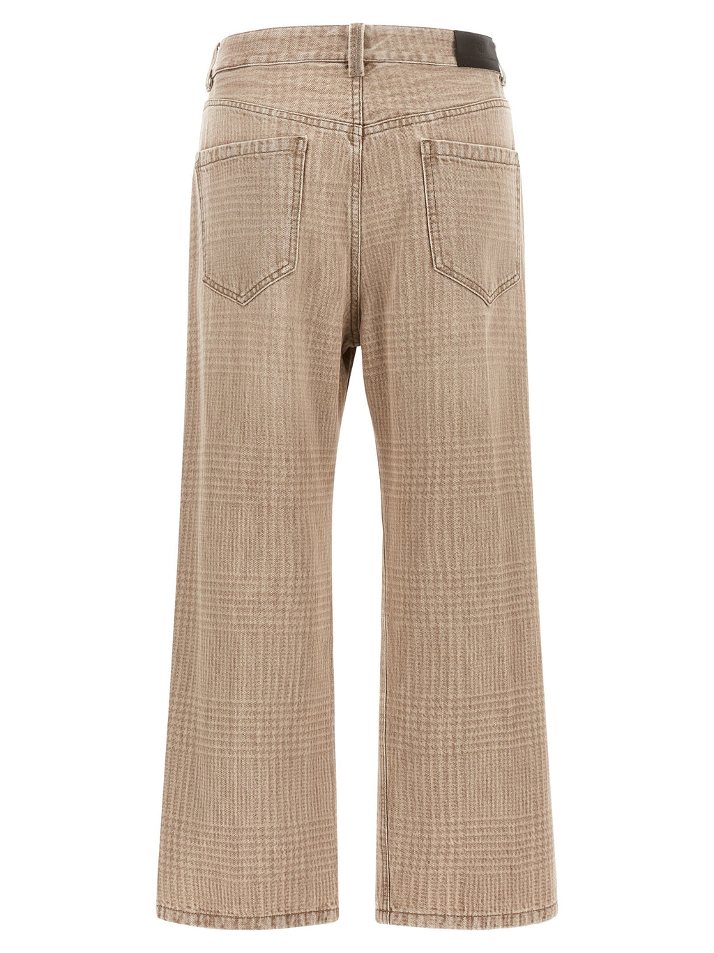 Beige Cotton Cropped Jeans