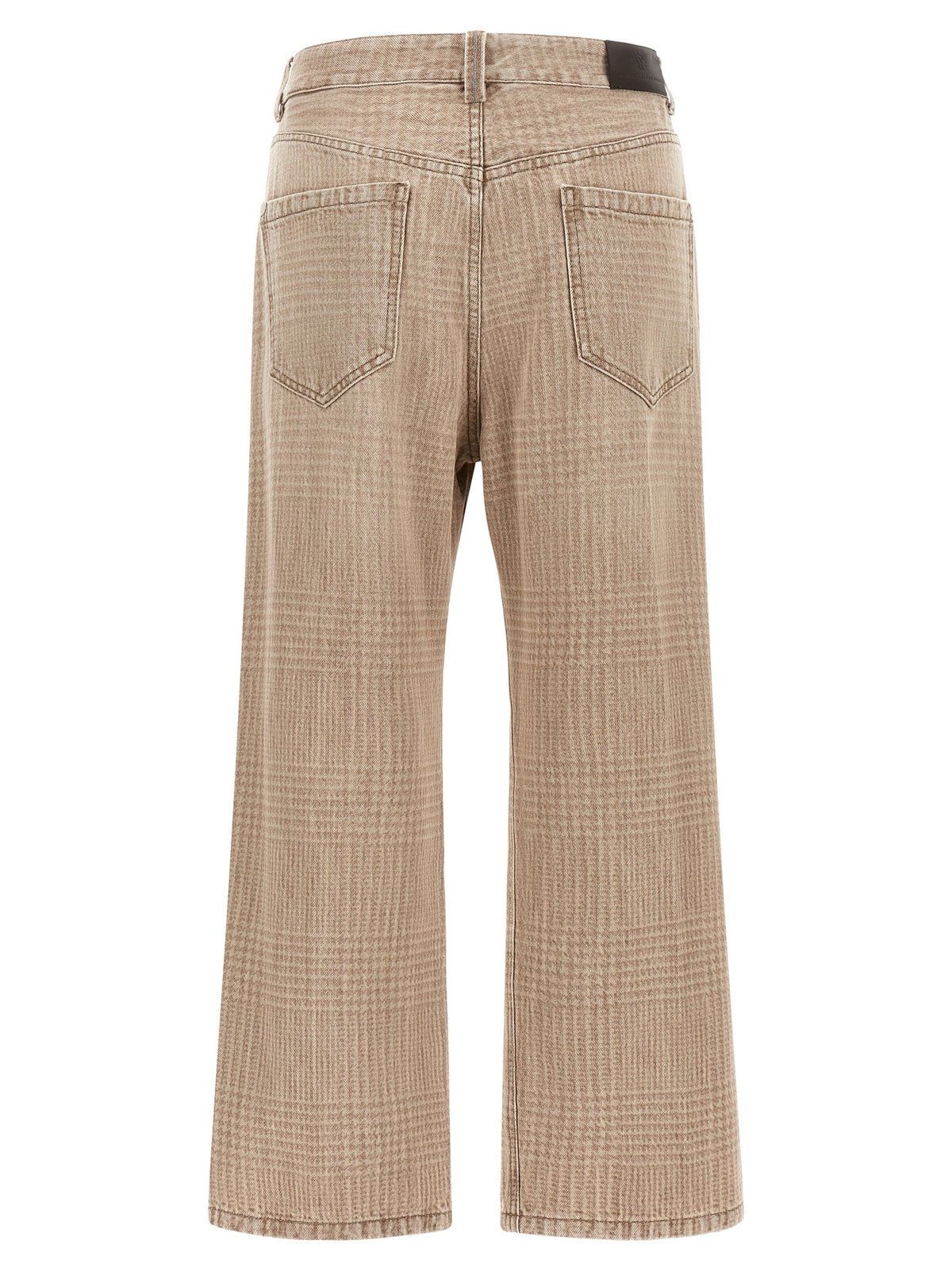 Beige Cotton Cropped Jeans