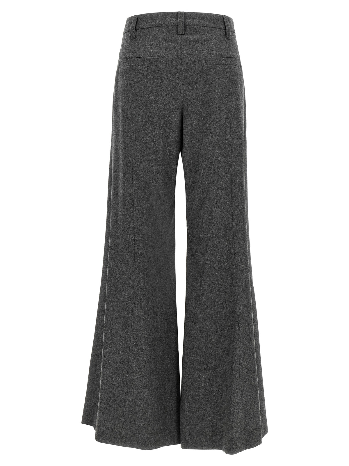 Gray Virgin Wool Flared Pants