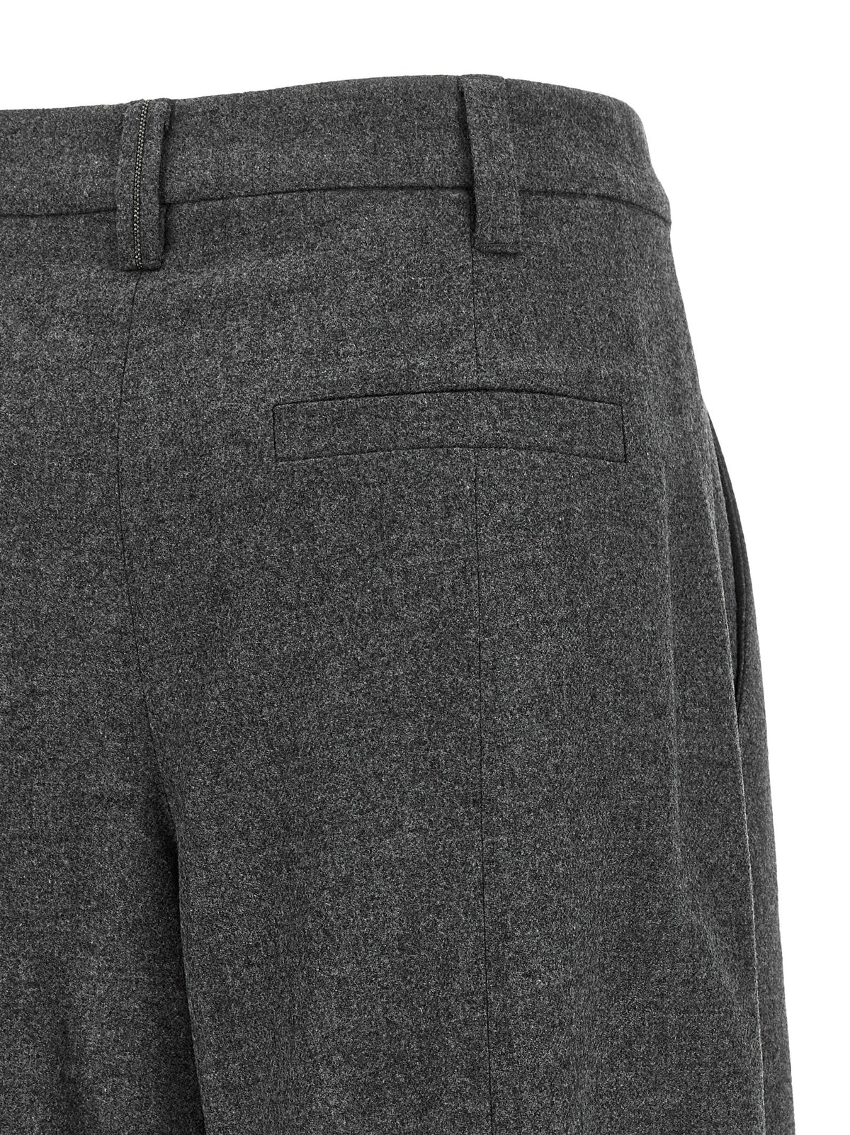 Gray Virgin Wool Flared Pants