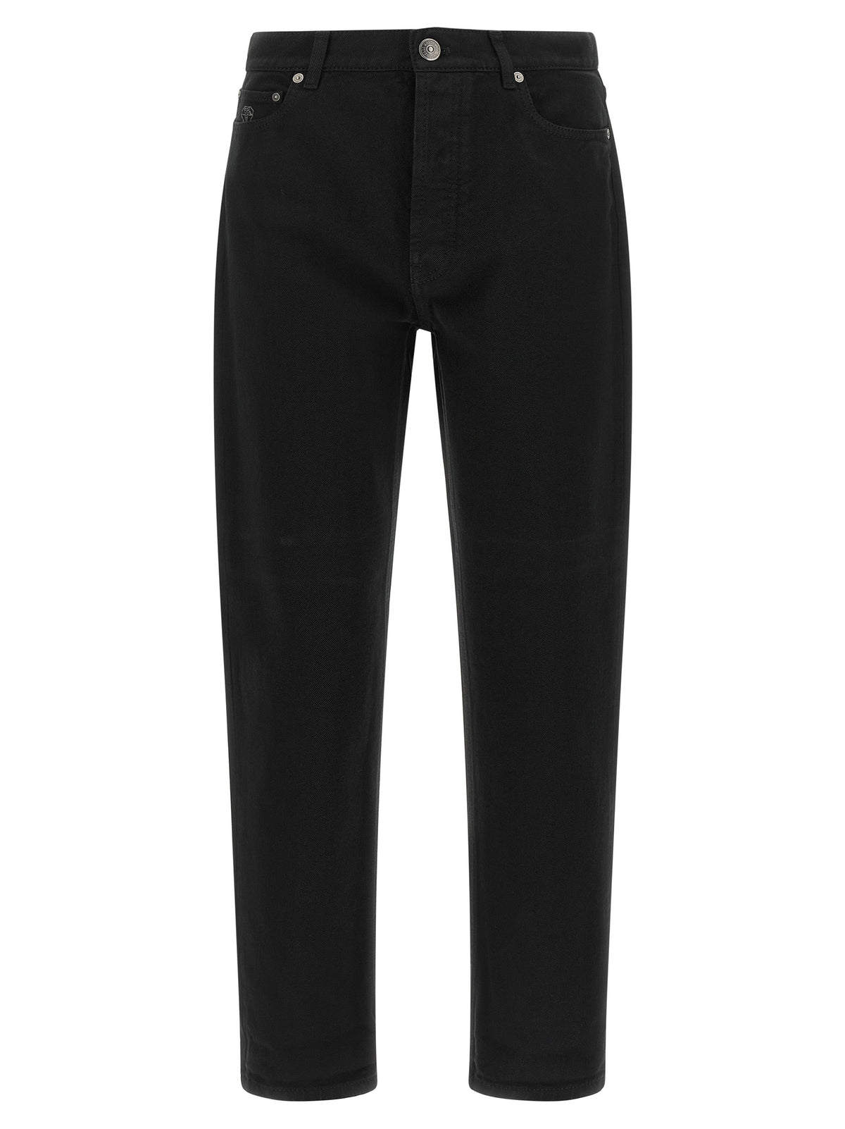 Black Cotton Straight-Leg Jeans