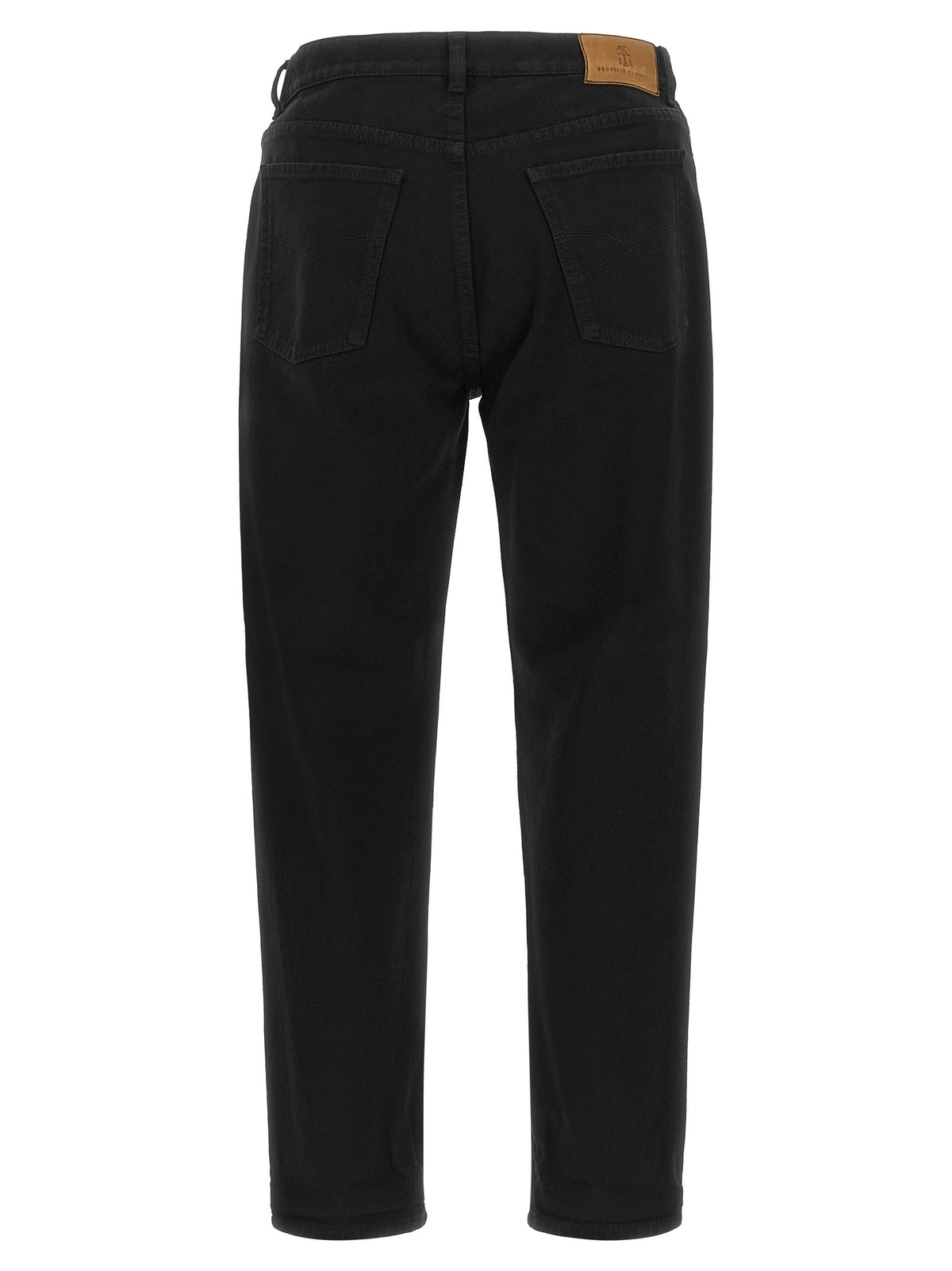 Black Cotton Straight-Leg Jeans