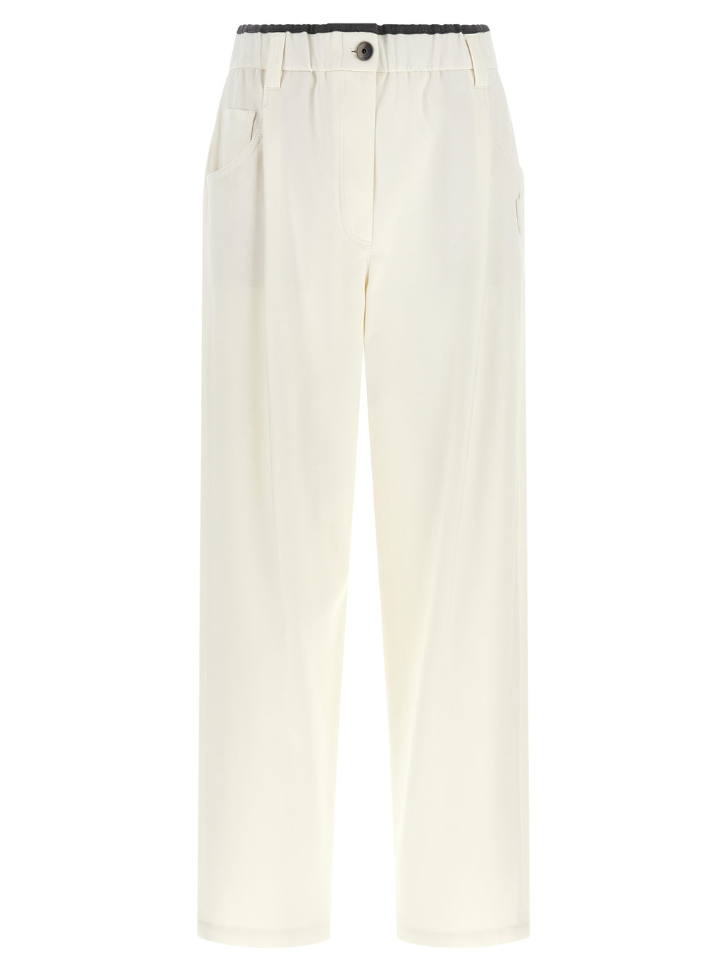 White Cotton Casual Pants