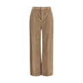 Brown Cotton Casual Pants