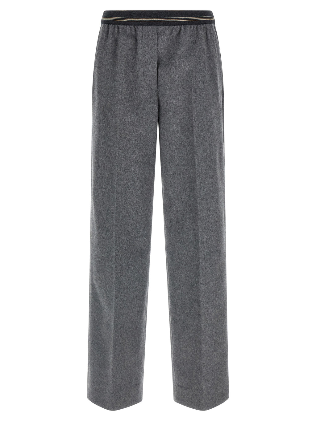 Gray Virgin Wool Casual Pants