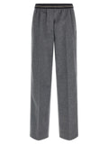 Gray Virgin Wool Casual Pants
